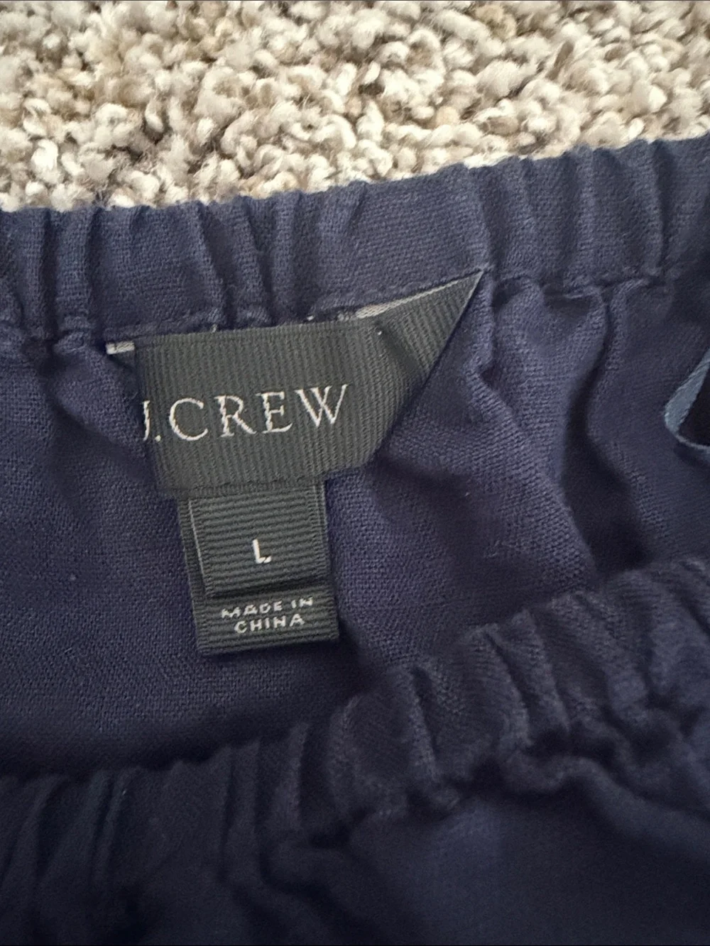 J. Crew Navy Off-Shoulder Eyelet-Hem Tunic